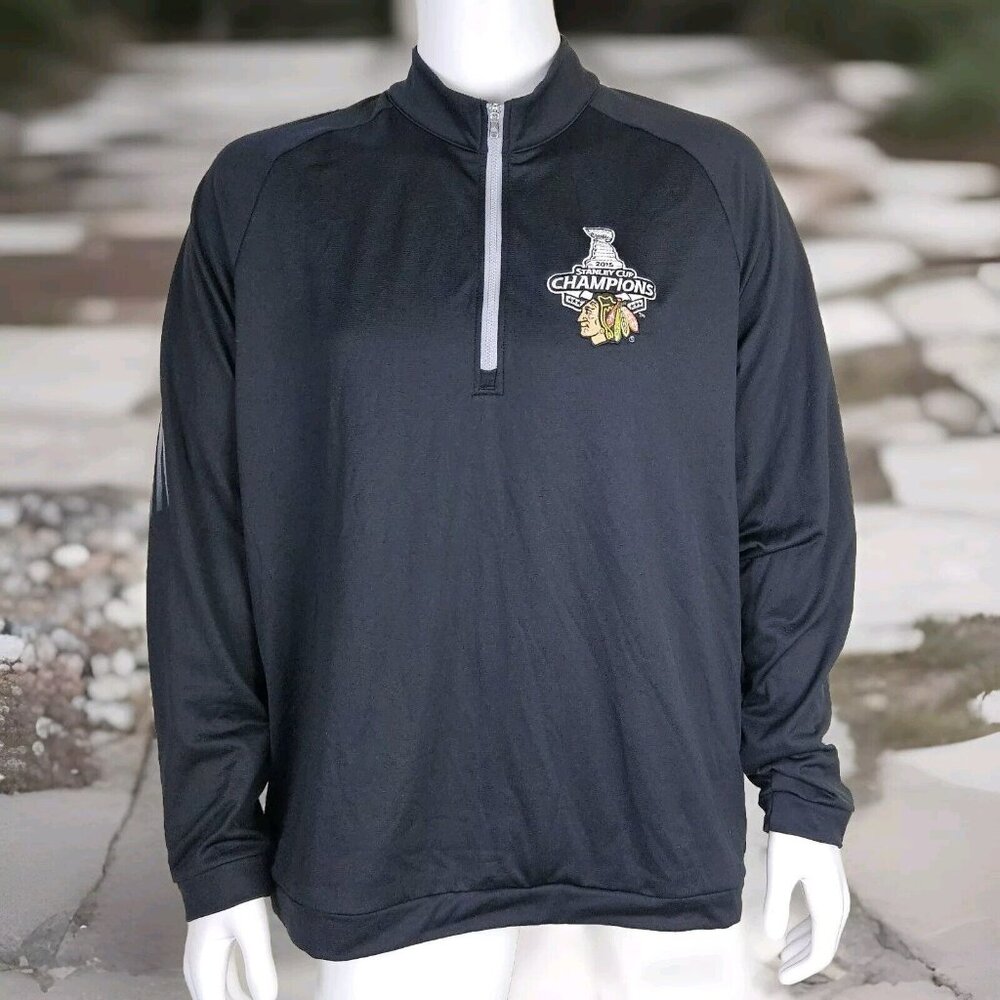 Stanley Cup Champions Chicago Blackhawks Jacket Mens XL Adidas Golf 1/2 Zip 2015